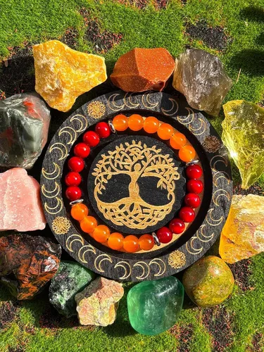 Vista 2 de Pulsera de riqueza Feng Shui, pulsera de prosperidad y buena suerte para mujeres y hombres, pulsera elástica con cuentas de 0.315 in, gradiente