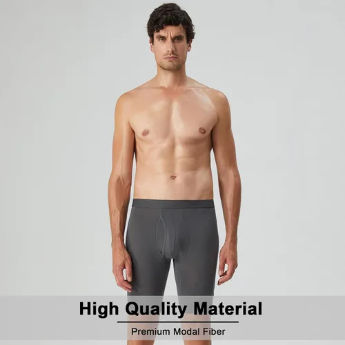 Vista 2 de Natural Feelings Calzoncillos tipo bóxer de modal para hombre, 9 pulgadas, de pierna larga, paquete