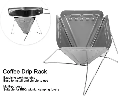 Vista 4 de Gotero de café plegable, estante de goteo de café de acero inoxidable portátil para estufa de café gotero de café, filtro de filtro para viajes