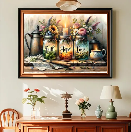 Vista 2 de JATOK 3 paquetes de pintura por números para adultos, paisaje sobre lienzo enrollado de colores con 3 juegos de pigmentos, pintura acrílica fácil