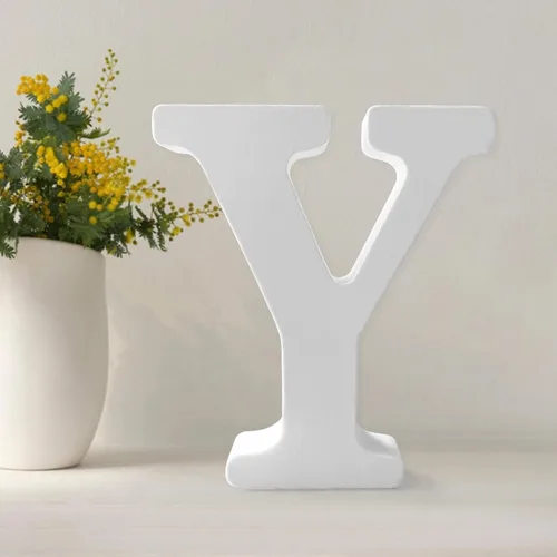 Vista 24 de Letras de madera de 4.3 pulgadas, letras blancas de madera sin terminar para injerto, letras de madera para decoración de pared, letras pie