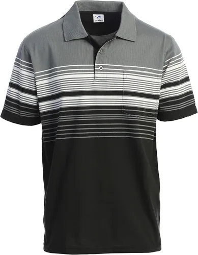 Vista 22 de Gioberti Polo de contraste de rayas dobles para hombre con bolsillo - tinte de hilo 9328b - Gris Con Logo Delfín