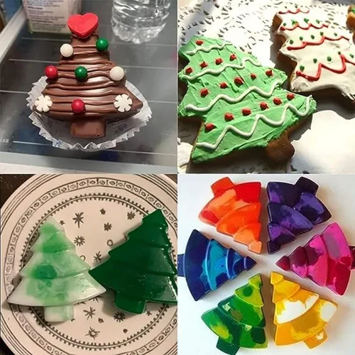 Vista 5 de 2 moldes de silicona para árbol de Navidad, 6 cavidades antiadherentes para árbol de Navidad, moldes para pastel de chocolate, para hacer dulces