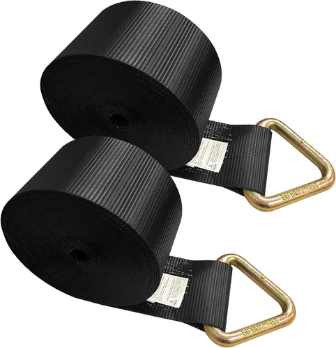 Vista 27 de Mega Cargo Control 1 paquete de correas de cabrestante de anillo en D de 3 pulgadas x 30 pies, amarres negros resistentes para control de carga