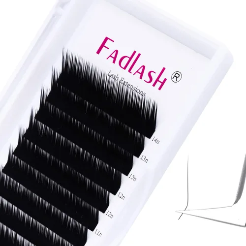 Vista 89 de Extensiones de pestañas de volumen regular, bandeja mixta, 0.03 mm, rizo B, 8-14 mm, de visón premium y seda, volumen de pestañas, suaves, mate