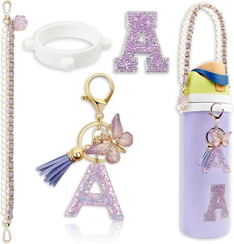 Vista 56 de Letter Handle Strap Accessories with Cute Initial Charm Compatible with Owala Water Bottle 24oz 32oz 40oz Owala Kids