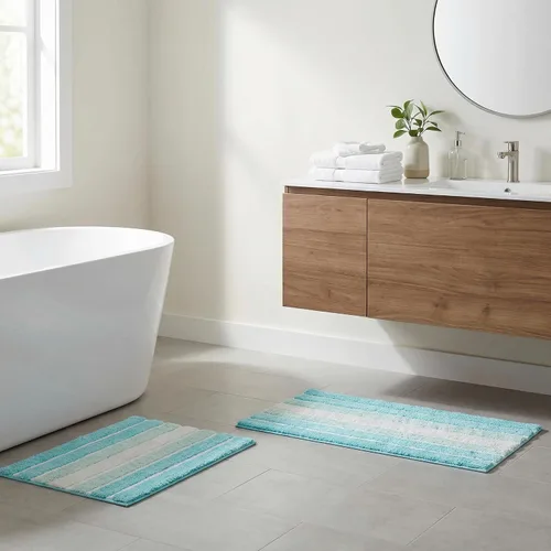 Vista 7 de Alfombra de baño diferente Alfombra de baño absorbente suave de algodón antideslizante para baño, alfombra costera neutra lavable