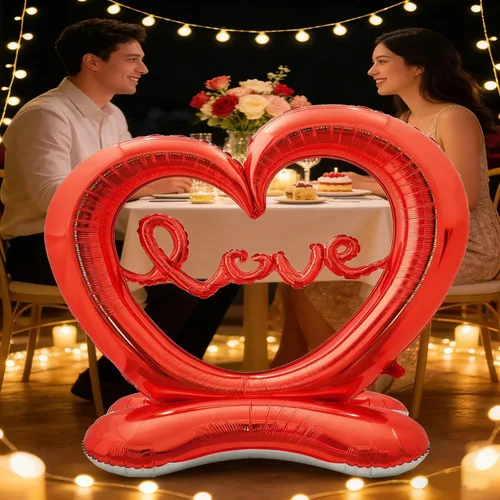 Vista 6 de Soochat Globo gigante de corazón para el día de San Valentín, globos de papel de aluminio, aniversario, boda, día de San Valentín, cumpleaños