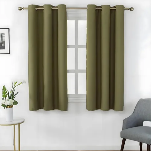 Vista 8 de MANGATA CASA Cortinas opacas negras con ojales, 2 paneles para dormitorio, panel de cortina de ventana para sala de estar, cortinas térmicas de Negro