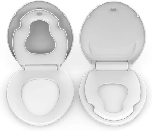 Vista 20 de Asiento de inodoro alargado blanco, asiento de tapa de inodoro de cierre lento para una fácil limpieza y resistente a las manchas