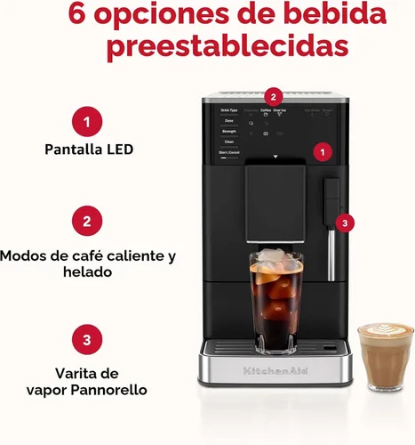 Vista 2 de KitchenAid Máquina de café espresso completamente automática KF2 con café