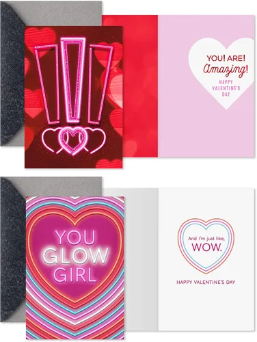 Vista 3 de Hallmark Tarjetas del día de San Valentín, surtido de tarjetas del día de los galentinos (4 tarjetas con sobres)