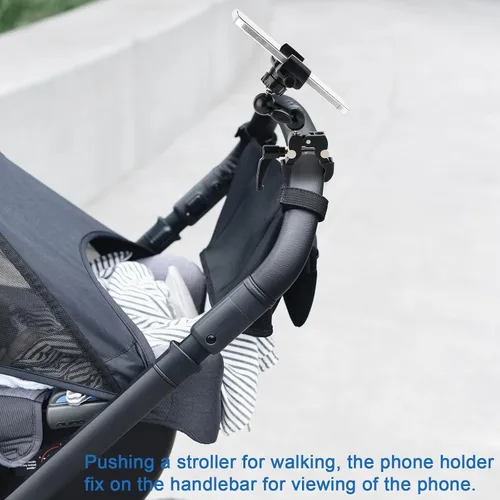 Vista 4 de Mippko Soporte de abrazadera para cinta de correr/bicicleta giratoria/cochecito de bebé/carrito de golf/soporte de música/soporte