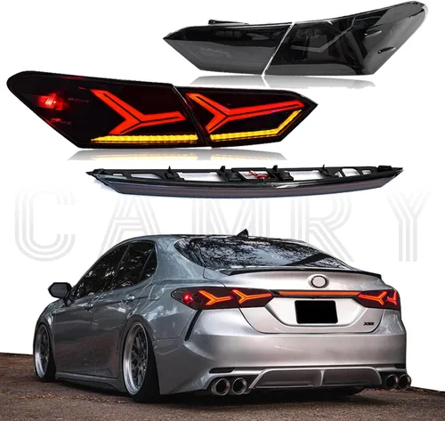 Vista 8 de T T-ABC Mods Luces traseras para Toyota Camry 8ª generación 2018-2024, conjunto de lámpara trasera completa LED (SMOKE 2)
