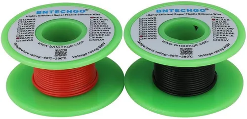 Vista 7 de BNTECHGO Carrete de alambre de silicona de calibre 16, rojo de 25 pies y negro de 25 pies, cable de cobre estañado trenzado flexible de 16 AWG