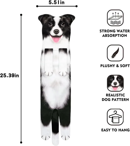 Vista 7 de AGRIMONY Border Collie - Divertidas toallas de mano para cocina, baño, perro, mamá, papá, regalos para mujeres, hombres, adolescentes, niños