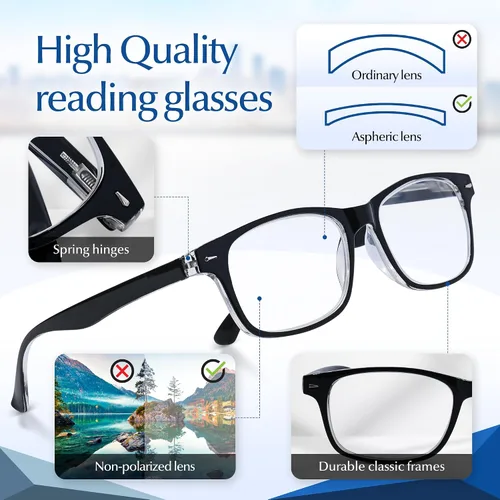 Vista 4 de In Style Eyes Anteojos de Lectura Potentes de Alta Magnificación con Lentes No Polarizados para Mujeres y Hombres, Lectores de Aumento Súper Fuertes