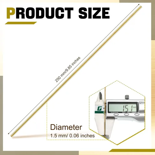 Vista 2 de Moxweyeni 40 piezas de varillas de latón 1.5 mm 2 mm de latón para soldadura y brasado de aleación de cobre sólido para manualidades DIY, punzones
