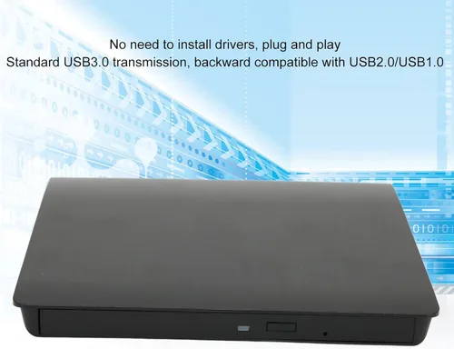 Vista 2 de Hilitand Unidad de DVD externa, portátil USB3.0 CD DVD Drive CD ROM Rewriter Laptop Caja de unidad óptica compatible con PC de escritorio Linux OS X