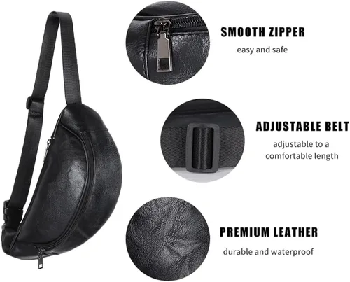 Vista 3 de Geestock Riñonera de piel sintética, para hombre y mujer, impermeable, para correr, senderismo, ciclismo, deportes al aire libre, escuela, regalo
