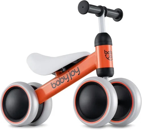 Vista 11 de BABY JOY Bicicleta de equilibrio, sin pedales, 4 ruedas, con asiento suave, como primer juguete de montar como regalo de cumpleaños, bicicleta