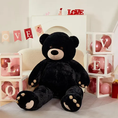 Vista 5 de MorisMos Oso de peluche gigante de 5 pies, 59 pulgadas, oso de peluche negro grande para decoración de fiesta de baby shower, regalo de animal
