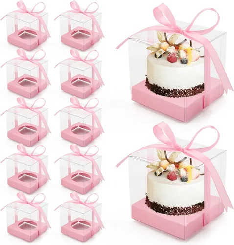 Vista 14 de 12 cajas transparentes para cupcakes de 3.5 pulgadas (negro)