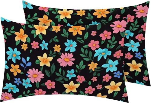 Vista 8 de Juego de 2 fundas de almohada retro de los años 70 de tamaño estándar, fundas de almohada de microfibra suave y transpirable con cierre de sobre