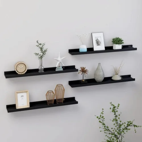 Vista 34 de Estantes de oficina, estantes de baño, estantes de almacenamiento, 4 piezas, color negro, 15.7 x 3.5 x 1.2 pulgadas, adecuados para decoración