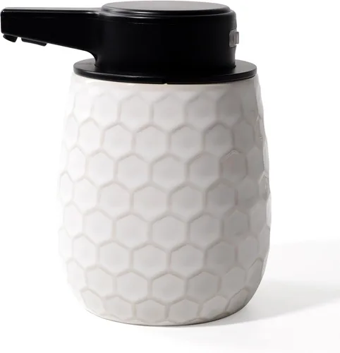 Vista 9 de Dispensador automático de jabón, dispensador de jabón líquido sin contacto 13 oz/13.0 fl oz, dispensador de cerámica blanco baño cocina