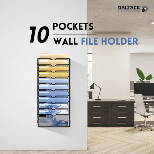 Vista 2 de DALTACK Organizador de archivos de pared de 10 niveles, organizador de archivos colgante para carpetas de papeles, portapapeles, revistas