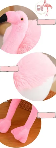 Vista 4 de Peluche redondo suave de flamenco gordo para decoración del hogar, almohada de flamenco de peluche, regalo para niños o amantes (rosa, 19.7 pulgadas)