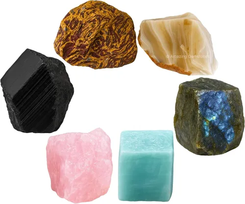 Vista 9 de Amazing Gemstone Cristales para manifestación de ansiedad, juego de 6 cristales curativos de amatista, sodalita, labradorita, angelita, granate