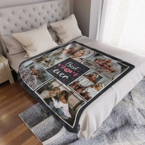 Vista 2 de DayOfShe Best Mom Ever Gifts - Manta de fotos personalizada para regalos de madre, mantas personalizadas para la mejor manta de mamá