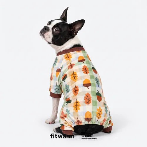 Vista 2 de Fitwarm Acorn & Leaves - Pijama de forro polar para perro, traje de Acción de Gracias para perros pequeños, niños y niñas, ropa festiva