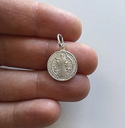 Vista 2 de Plata de Ley 925Colgante De San Benito 25x 15mm925plata medalla de San Benito 25x 15mm