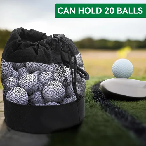 Vista 5 de JJUNW 2 bolsas de almacenamiento para pelotas de golf, bolsas de malla de nailon para pelotas de golf, bolsa de golf, organizador de bolsas de golf