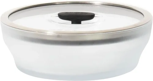 Vista 10 de Anyday Almacenamiento de alimentos de vidrio de 7 tazas con tapa de vidrio, plato redondo poco profundo, preparación de comidas y utensilios