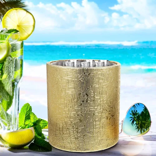 Vista 9 de BESTonZON Cubo de hielo con tapa hermética, cubo de hielo con tapa de cuchara, enfriador de tina de bebidas, cubo de hielo dorado con tapa