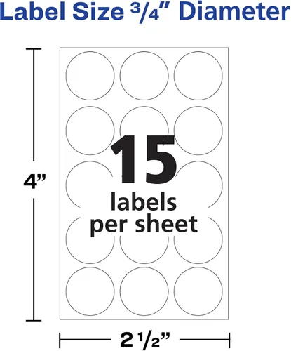 Vista 6 de Avery® Etiquetas extraíbles multiusos, calcomanías redondas de 3/4 pulgadas, blancas, no imprimibles, 315 etiquetas en blanco en total (6738)