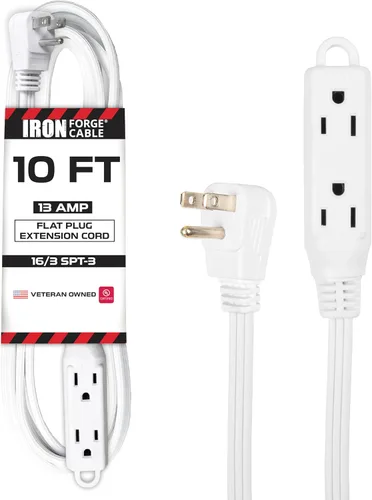 Vista 24 de IRON FORGE CABLE Cable de extensión de enchufe plano con 3 tomas, 0.91 m (3 pies) en color negro - Cable de extensión para interior con 3 tomas