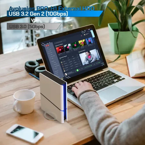 Vista 5 de Avolusion PRO-H1 Series 14TB 7200RPM USB 3.2 Gen2 (10Gbps) Disco duro externo (para PC de escritorio Windows o MacOS)