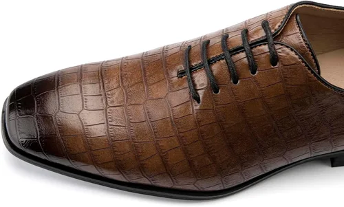 Vista 2 de Meijiana Zapatos formales Oxfords para hombre, zapatos casuales de negocios con cordones, zapatos de vestir de moda para hombres
