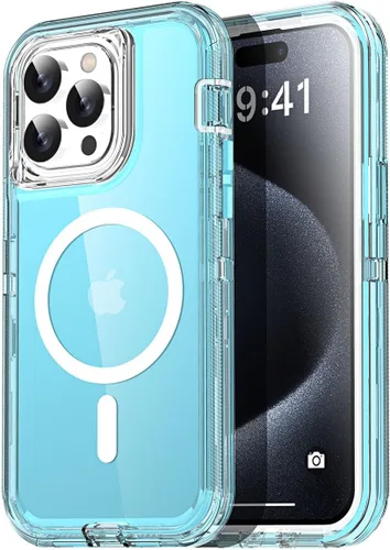 Vista 35 de AICase Funda transparente para iPhone 16e/13/iPhone 14, compatible con MagSafe 3 en 1, resistente protección contra caídas, cuerpo completo, a