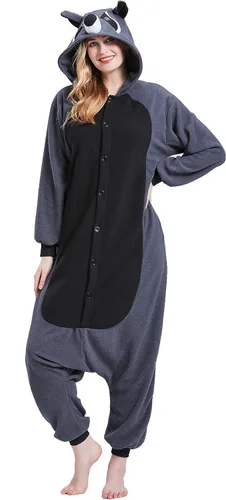 Vista 2 de Pijama mameluco para adultos, disfraz unisex de animales de Halloween, ropa de dormir para hombres y mujeres, traje de cosplay cómodo y divertido