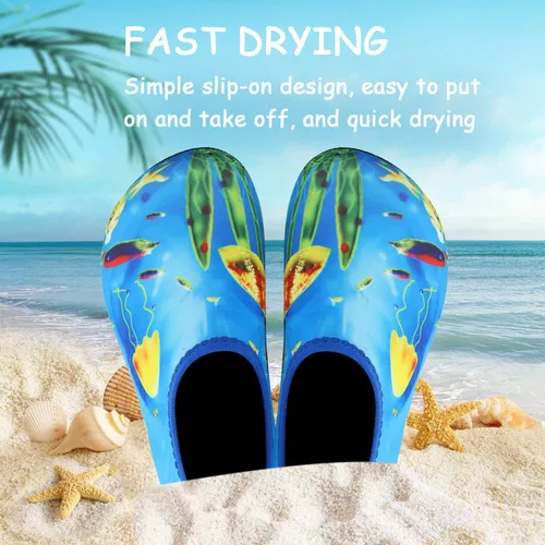 Vista 5 de ANLUKE Zapatos de agua para niños y niñas, calcetines de agua descalzos, secado rápido, playa, natación, deportes al aire libre, para niños pequeños