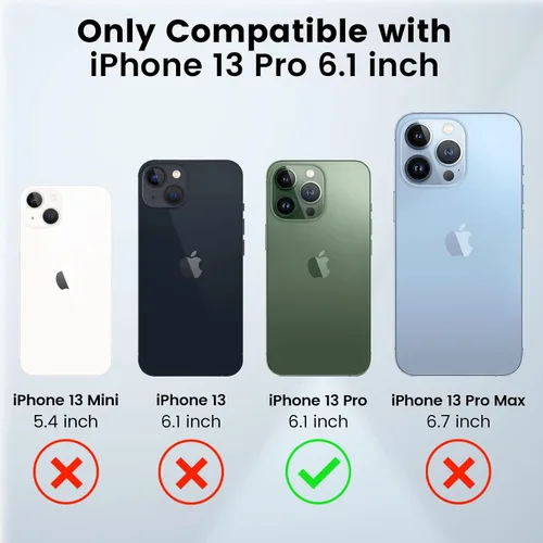 Vista 2 de Caka - Funda para iPhone 13 Pro con soporte y funda para cámara, color verde 360° Rotated Kickstand, Sliding Camera Lens Cover, Heavy Duty Hard