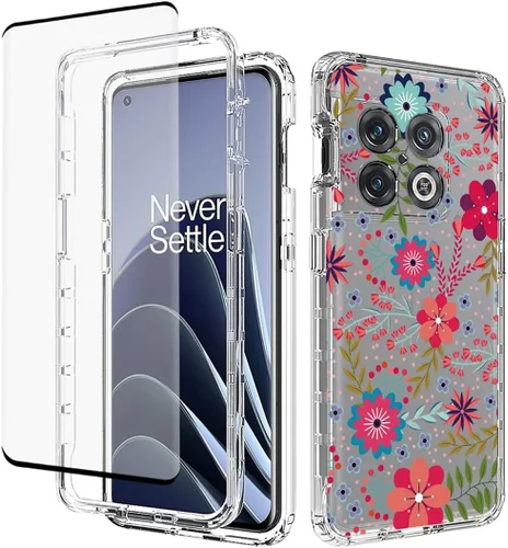 Vista 8 de Funda para OnePlus 10 Pro NE2210 con protector de pantalla de vidrio templado, suave 360 cuerpo completo, a prueba de golpes, híbrida, transparente