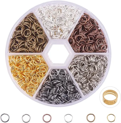 Vista 9 de PH PandaHall Anillo de salto abierto de hierro, 3300 unidades, 6 colores, anillos o sin soldar, 0.157 in, calibre 21, conector de joyería de metal