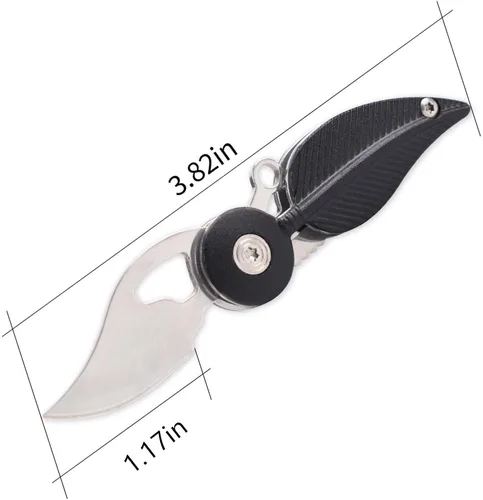 Vista 2 de Juego de mini cuchillos de bolsillo, cuchillo EDC con cadena, gadgets geniales, bonitos accesorios para llaves, regalo creativo para mujer (negro)